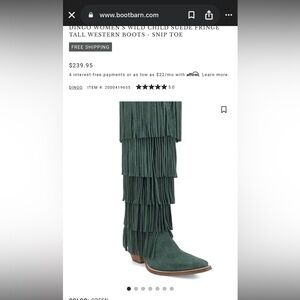 Dingo Women's Suede Fringe Over the Knee Boots - Green